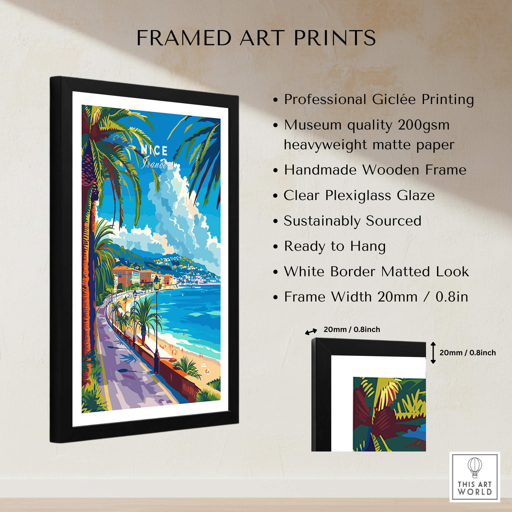 Nice Print - France framed art print featuring beautiful French Riviera landscapes and vibrant colors.