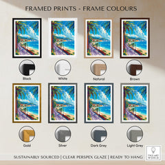 Framed prints in various colors featuring Nice Print - France showcasing French Riviera landscapes.