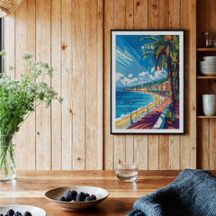 Nice Wall Art Print - France featuring vibrant colors and a beach scene in the South of France.