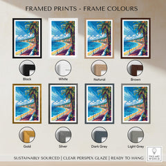Framed prints in various frame colors including black, white, natural, brown, gold, silver, dark grey, and light grey.