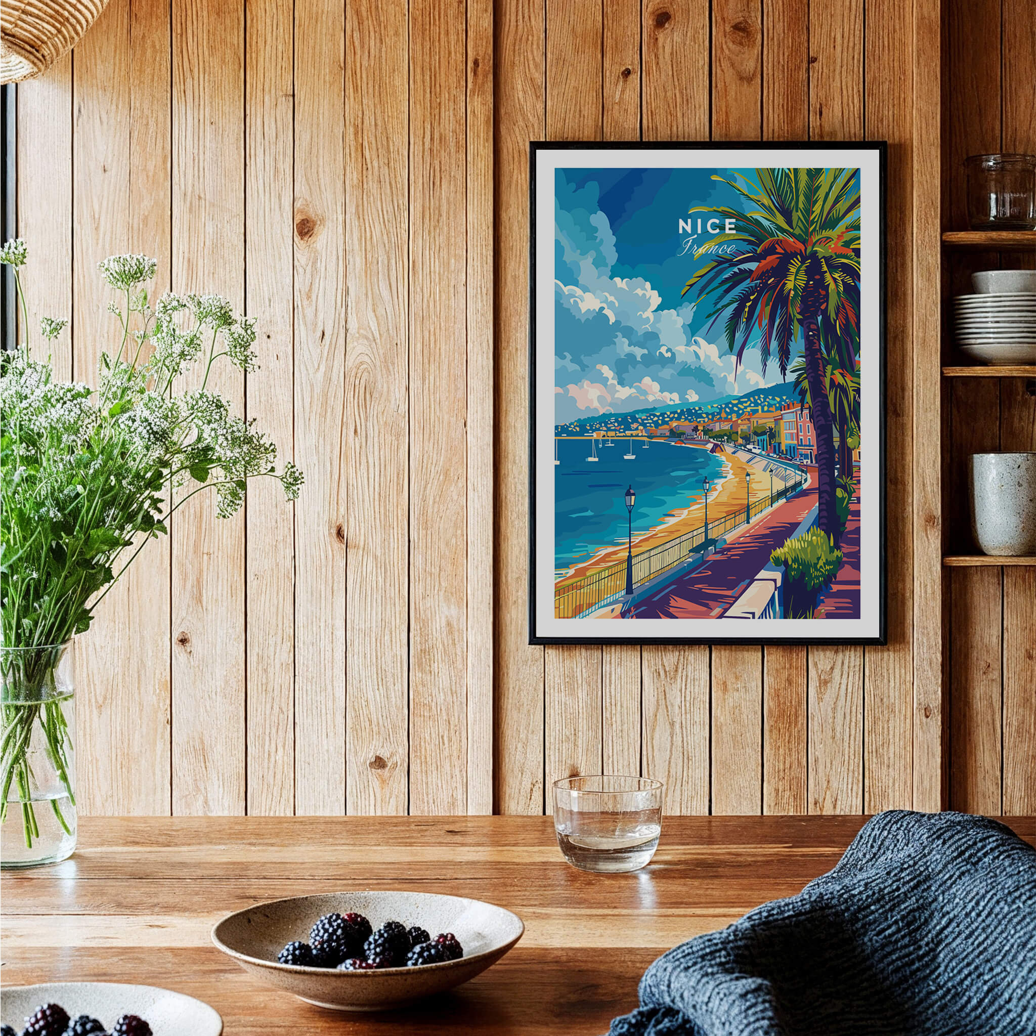 Nice Wall Art - French Riviera poster featuring a scenic view of Nice and its vibrant beaches.