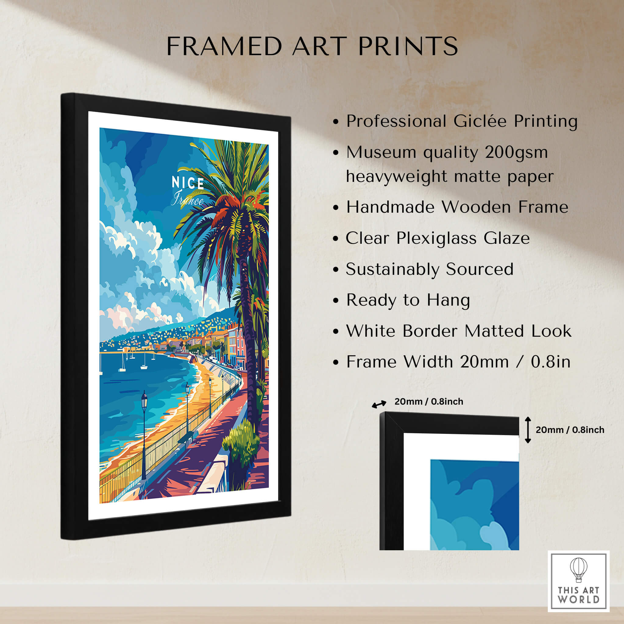 Nice Wall Art - French Riviera framed art print showcasing the stunning scenery of the French Riviera.