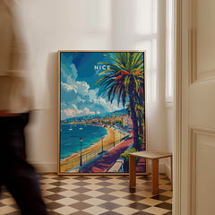 Nice Wall Art - French Riviera poster featuring vibrant scenery of Nice France.