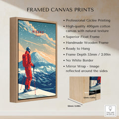 Niseko Travel Poster - Japan framed canvas print showcasing stunning ski art and handmade wooden frame.