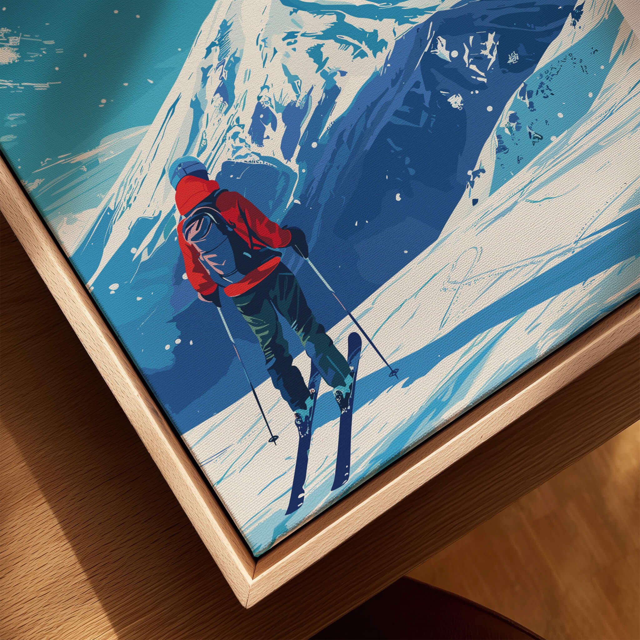 Niseko Travel Print - Japan showcasing a skier against stunning snowy mountains in a winter wonderland setting.