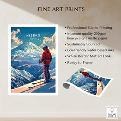 Niseko Wall Art -  Japan showcasing stunning mountains and ski slopes in vibrant colors, perfect for winter sports enthusiasts.