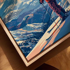 Niseko Wall Art - Japan features a skier on breathtaking slopes surrounded by snowy mountains.