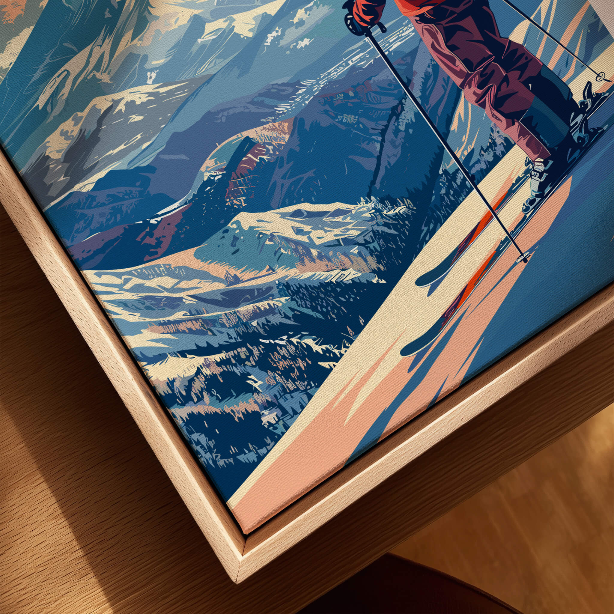 Niseko Wall Art - Japan features a skier on breathtaking slopes surrounded by snowy mountains.