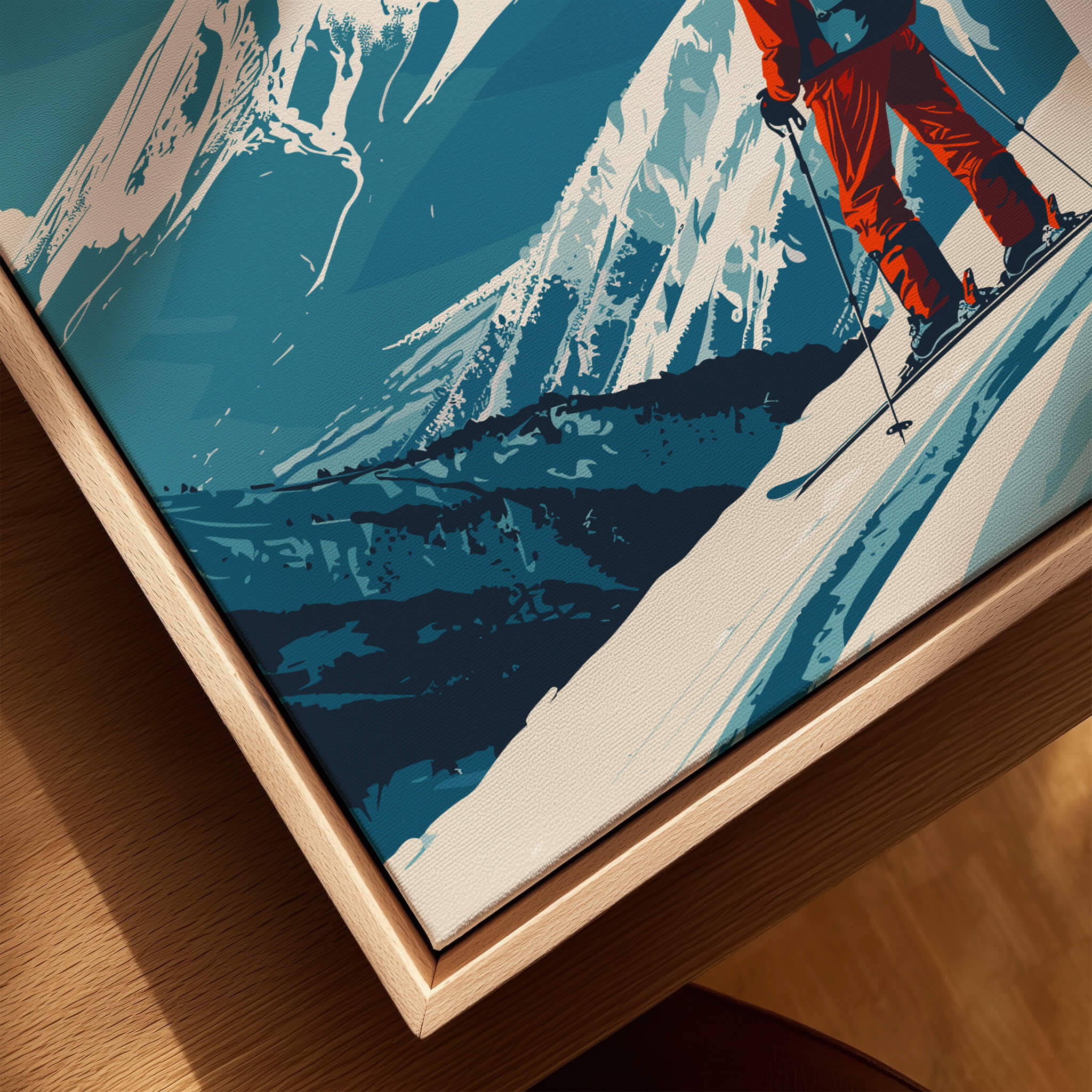 Niseko Wall Art Japan Ski Poster showcasing a skier against a stunning mountain backdrop.