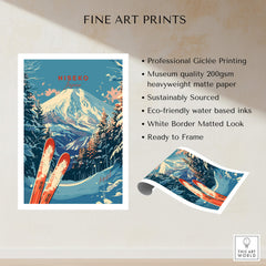 Niseko Print Japan featuring stunning mountain landscape and skis, perfect for ski enthusiasts and home decor.