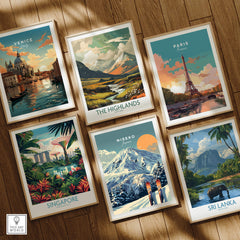 Niseko Wall Art Ski Print featuring stunning winter landscape and ski elements, ideal for winter decor.