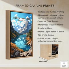 North Cascades National Park wall art framed canvas print with mountain lake landscape