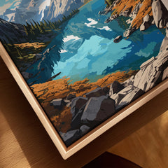 North Cascades National Park landscape canvas print in natural wood floating frame