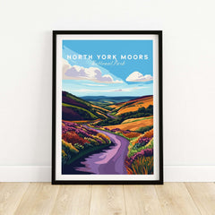 North York Moors National Park Print showcasing vibrant rolling hills and picturesque landscapes.