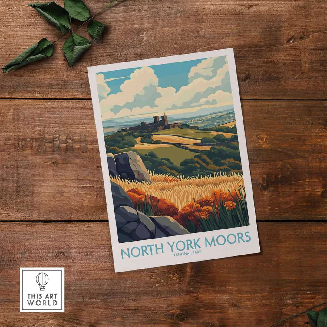 North York Moors poster showcasing vibrant landscape and breathtaking nature scenery, enhancing any interior decor.