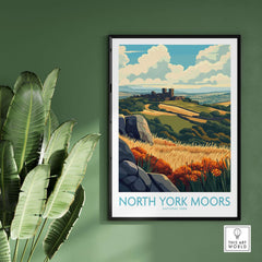 North York Moors Poster showcasing a vibrant landscape of the North York Moors National Park.