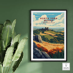 North York Moors Print showcasing vibrant scenery of the National Park with colorful fields and stunning sky.