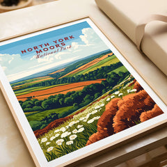 North York Moors Travel Print showcasing vibrant landscapes and intricate details of the National Park.