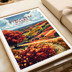 North York Moors Wall Art featuring vibrant landscapes of the National Park in autumn colors.