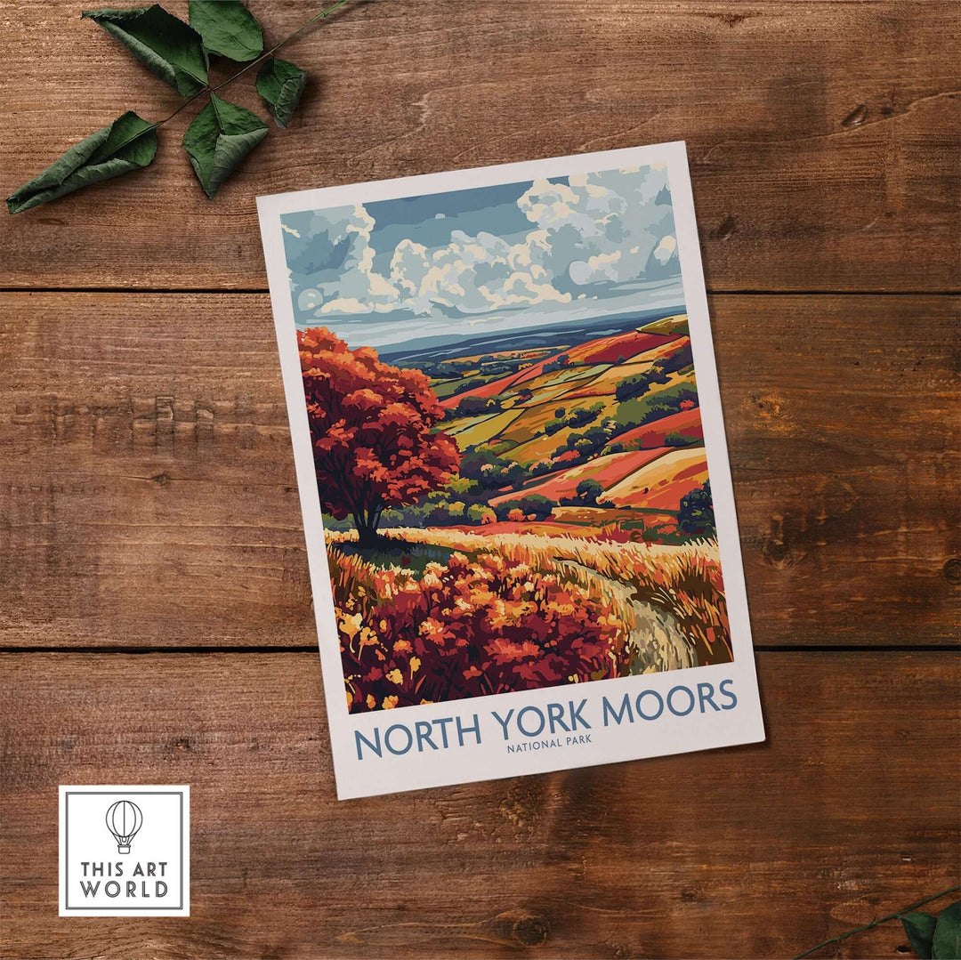 North York Moors wall art print showcasing vibrant landscape colors and intricate details of the national park.