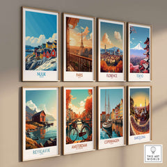 Nuuk Travel Poster among a collection of travel posters featuring various global destinations.
