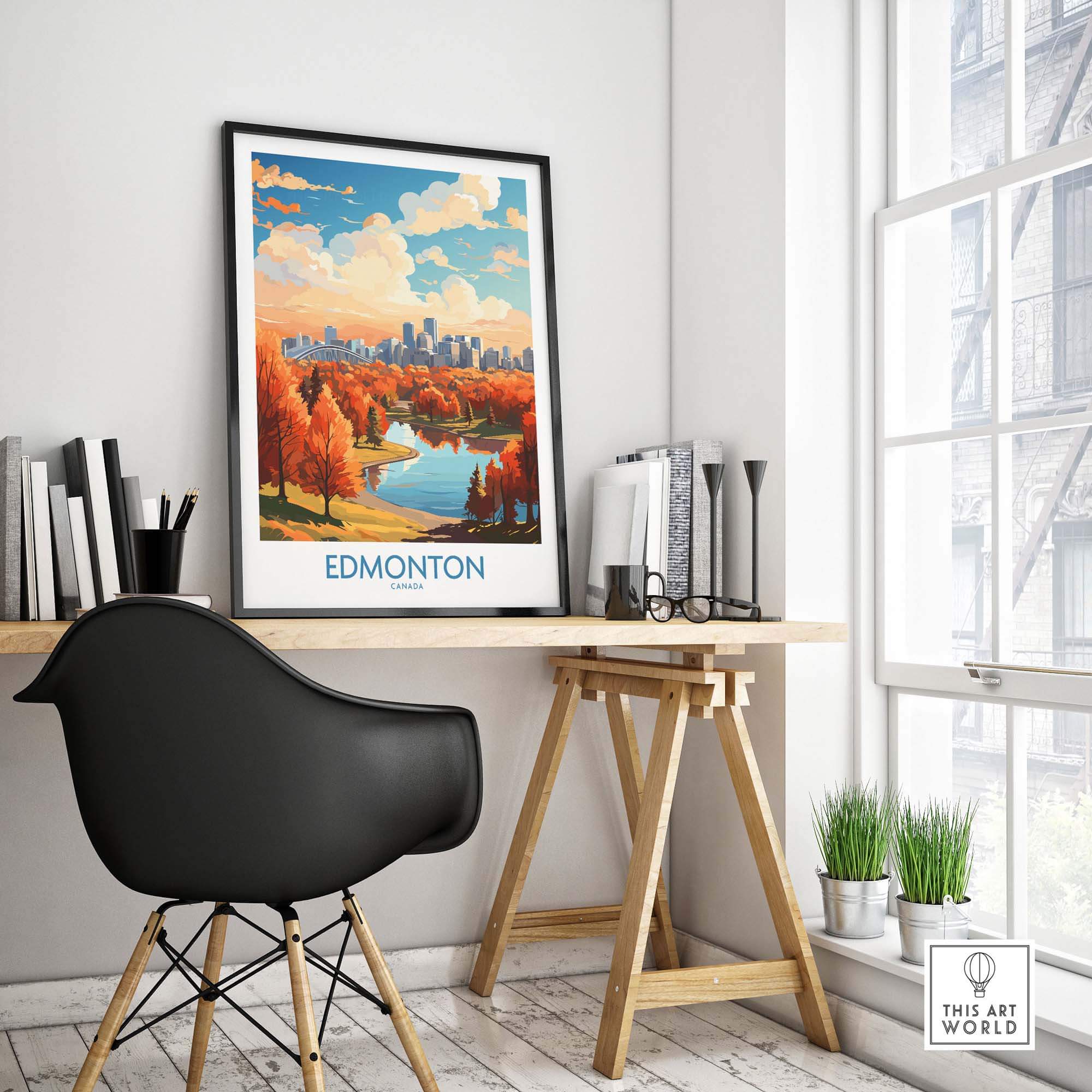 Edmonton Wall Art Print showing the Edmonton Skyline in Autumn - Exclusive to ThisArtWorld