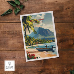 Order Mauritius Art Online - Island Tranquility Beach Scene Wall Decor featuring a vibrant tropical landscape.