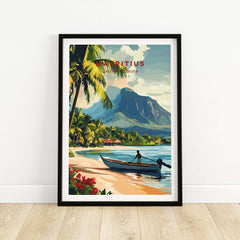 Order Mauritius Art Online - Island Tranquility Beach Scene Wall Decor featuring vibrant tropical landscape and serene ocean view.