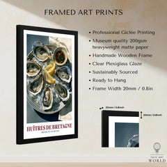 Brittany Oysters French Kitchen Wall Art - framed print details measurements quality details