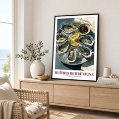 Brittany Oysters French Kitchen Wall Art - framed artwork living room lifestyle setting