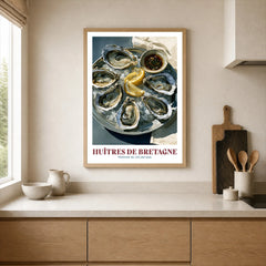 Brittany Oysters French Kitchen Wall Art - neutral kitchen single frame mockup This Art World