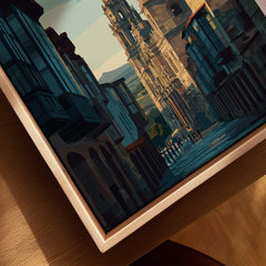 Santiago de Compostela Galician Old Town Architecture Print | Camino Wall Decor featuring charming streets and historic buildings.