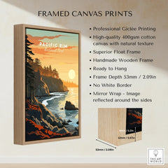 Framed canvas print of Pacific Rim National Park sunset coastal landscape wall art