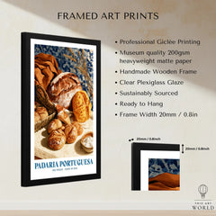 Portuguese Padaria Bakery Wall Art - framed print details measurements quality details