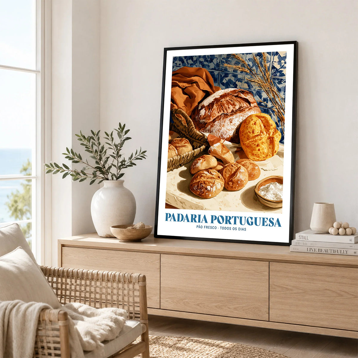 Portuguese Padaria Bakery Wall Art - framed artwork living room lifestyle setting