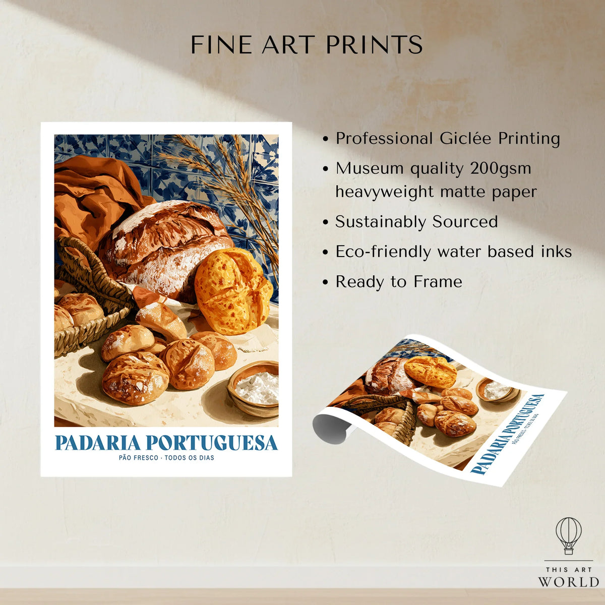 Portuguese Padaria Bakery Wall Art - fine art print unframed quality details