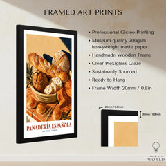 Spanish Panaderia Bakery Wall Art - framed print details measurements quality details