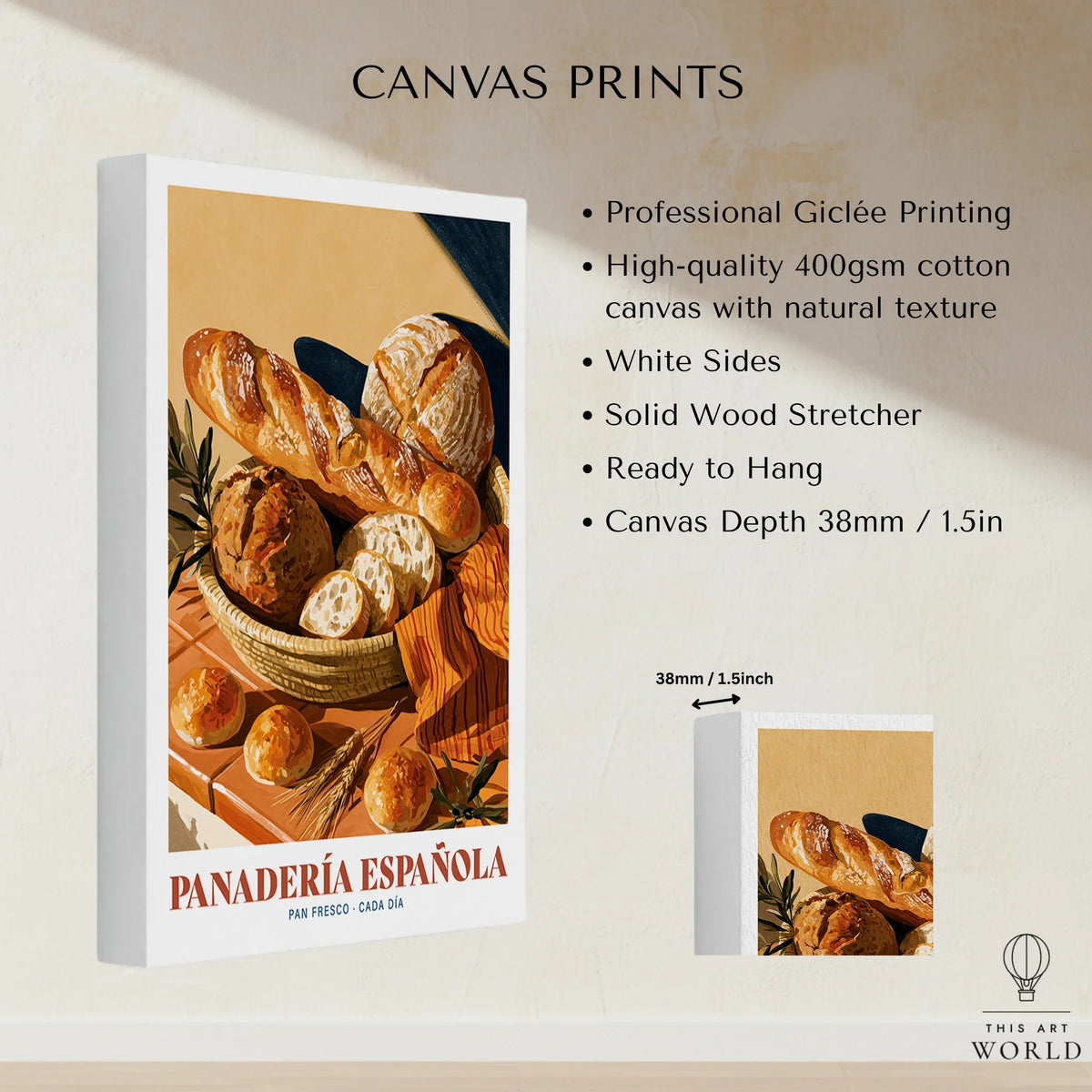 Spanish Panaderia Bakery Wall Art - canvas print stretched cotton canvas details