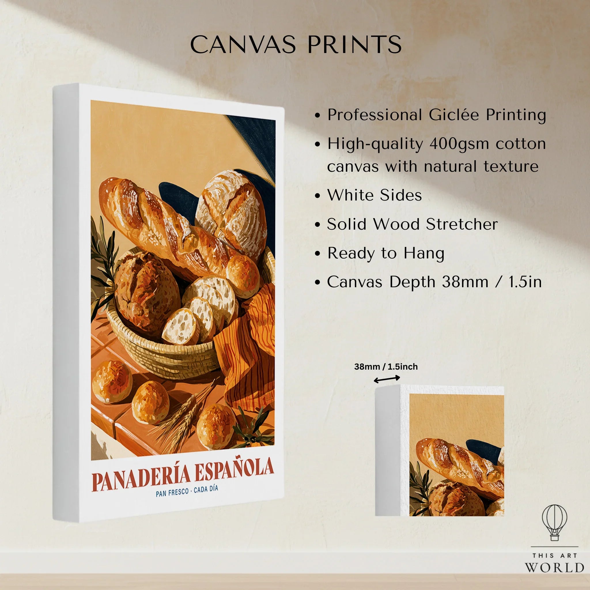 Spanish Panaderia Bakery Wall Art - canvas print stretched cotton canvas details