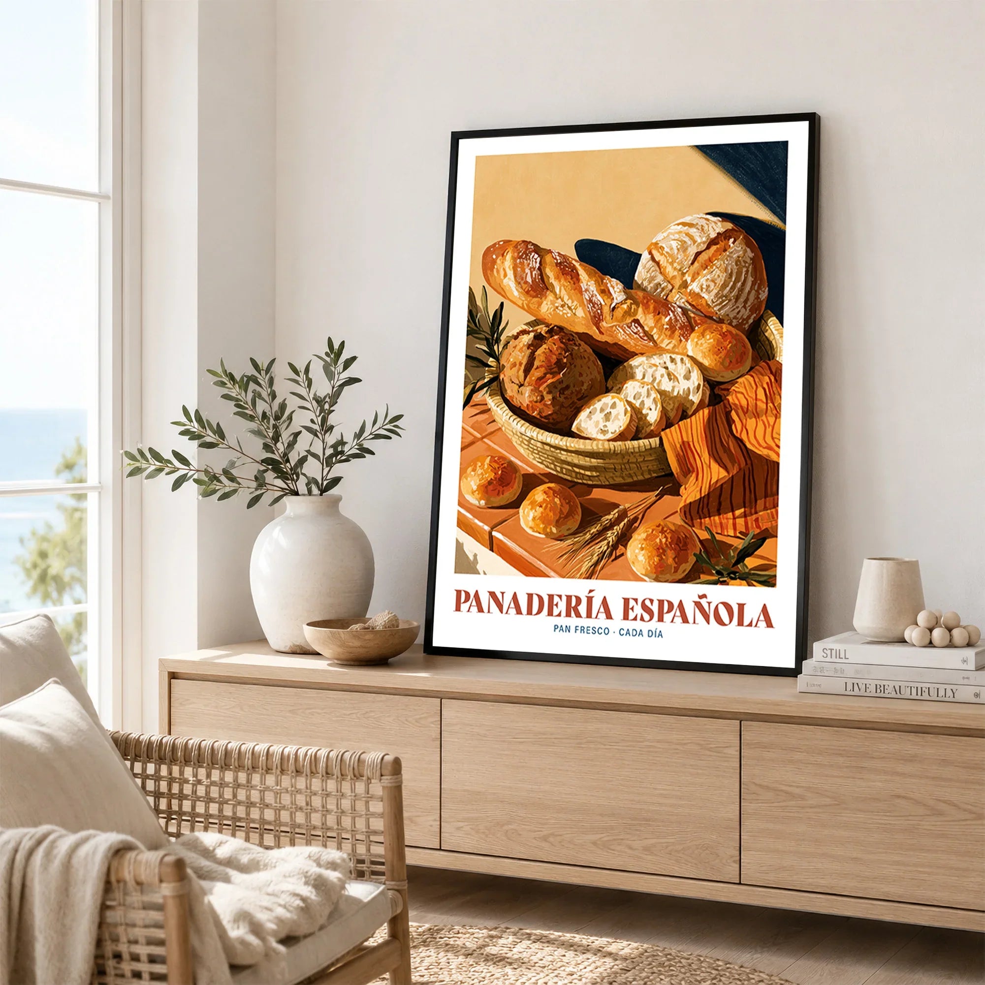 Spanish Panaderia Bakery Wall Art - framed artwork living room lifestyle setting