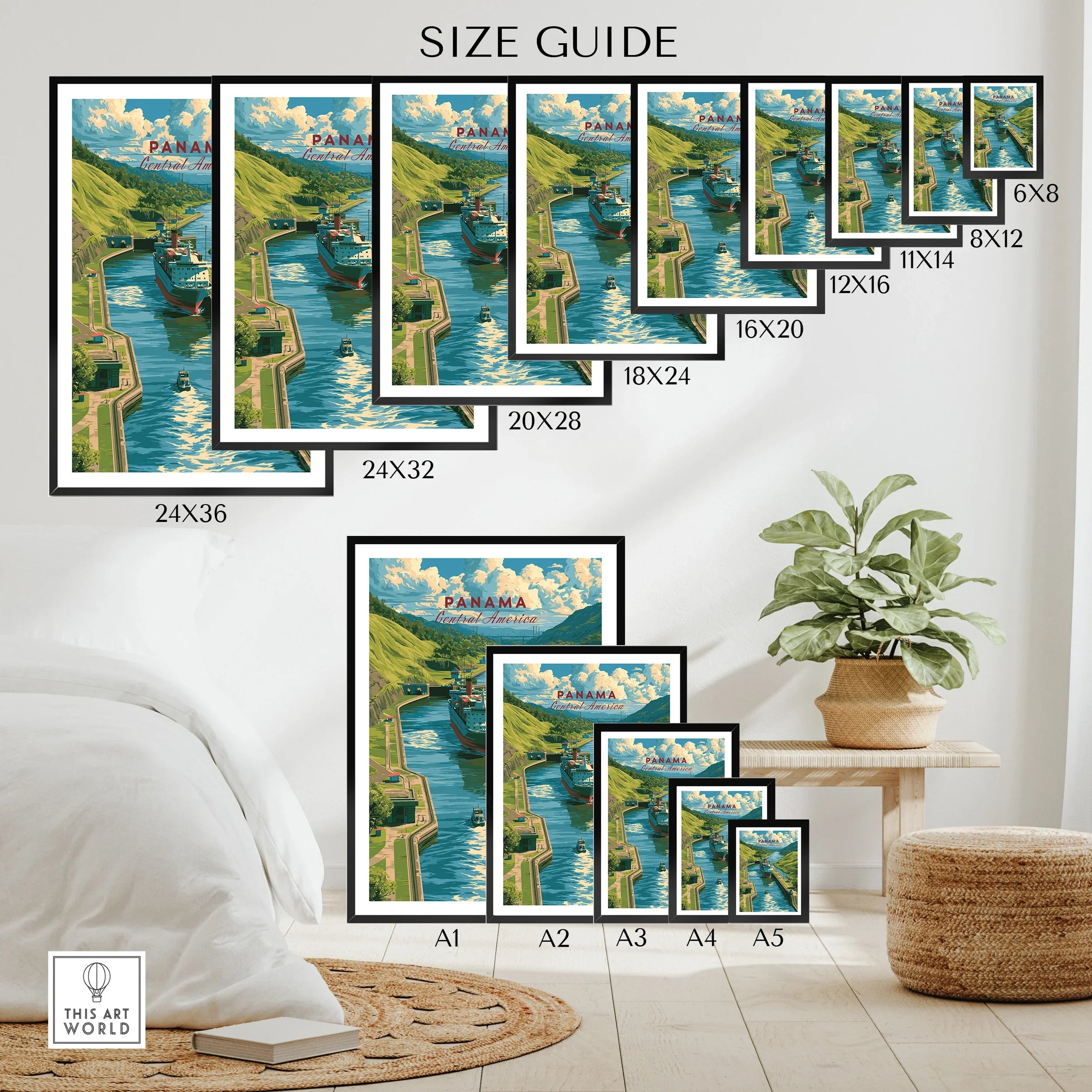 Panama Canal travel poster in various sizes for home decor