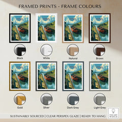 Panama Canal travel poster in various frame colors for home decor
