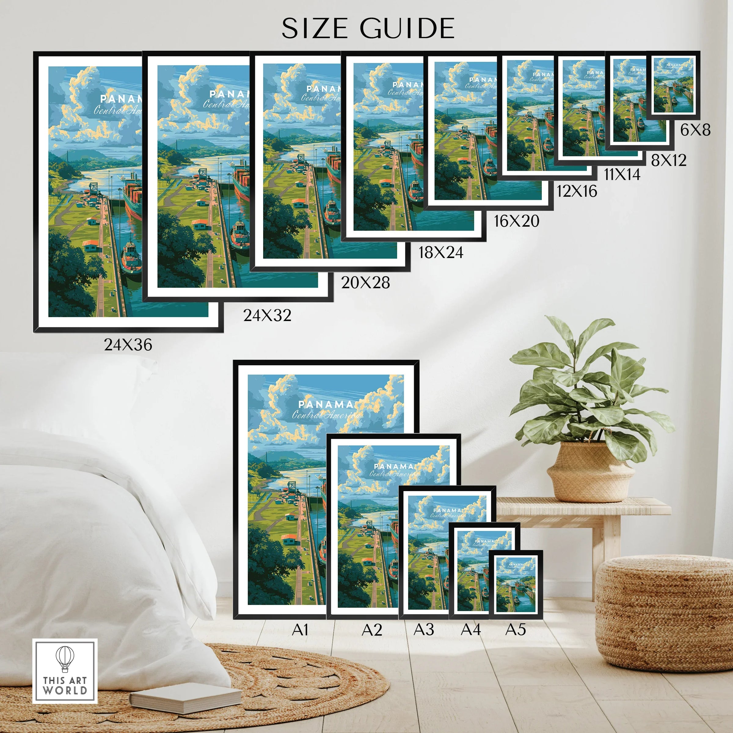 Panama Canal travel poster in various sizes for home decor