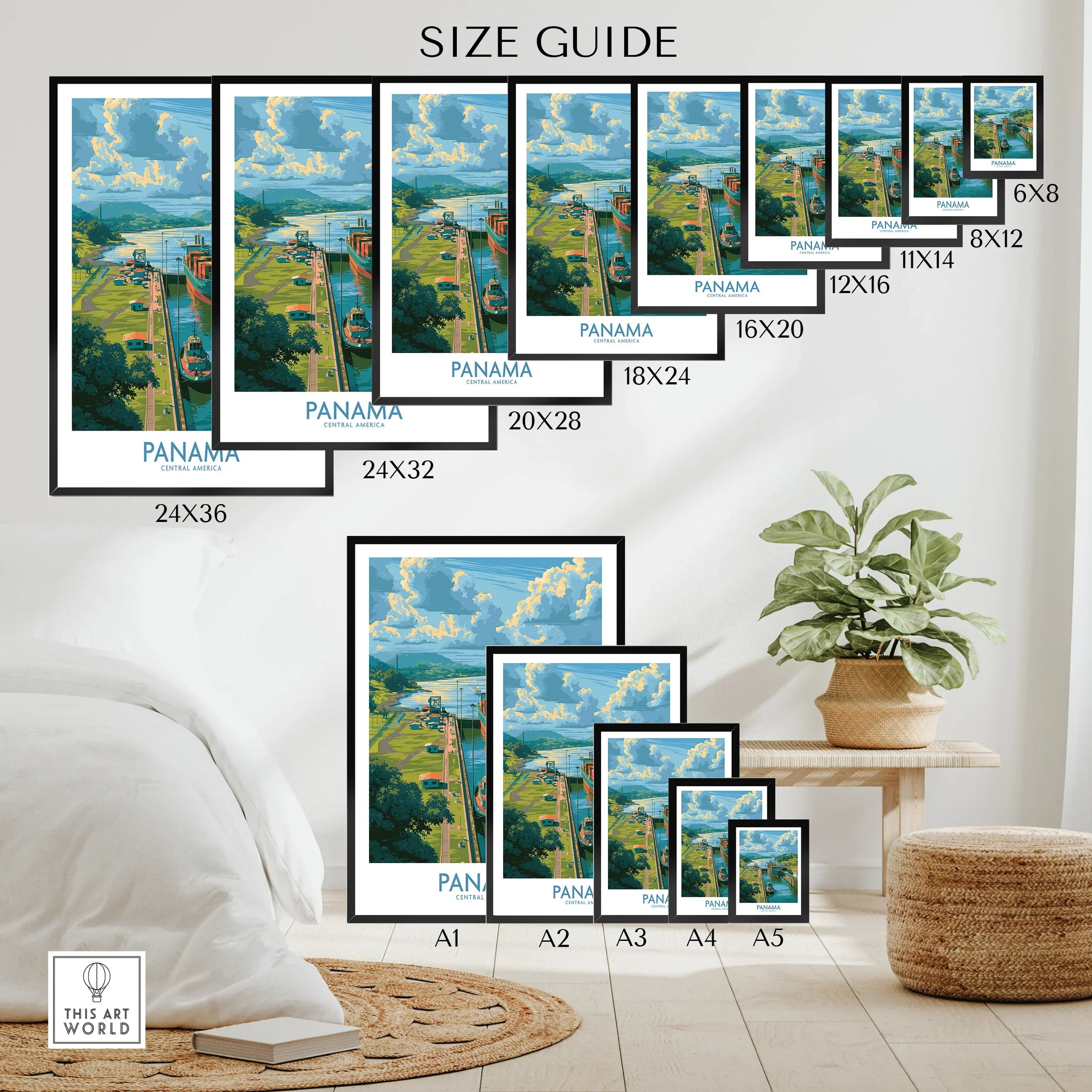 Panama Canal travel poster in various sizes for home decor