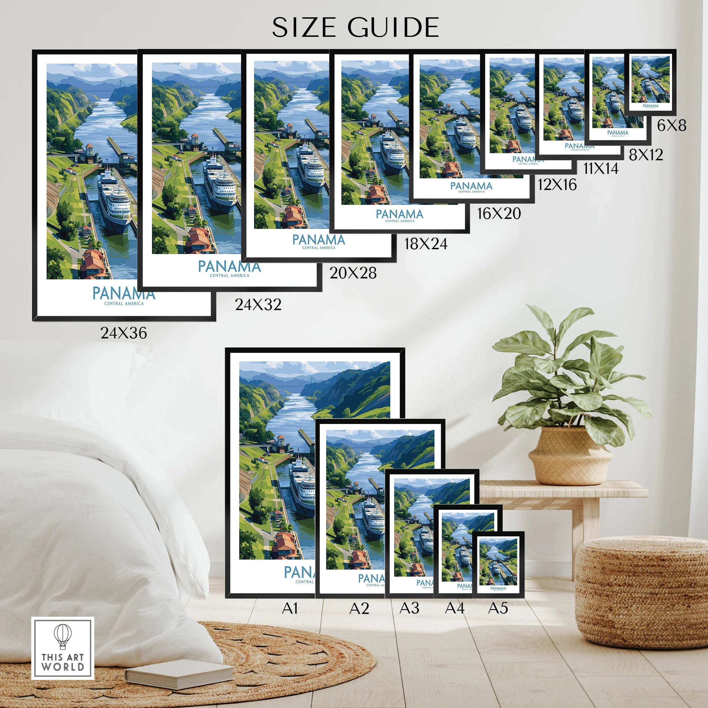 Panama Canal travel poster in various sizes for home decor