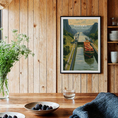 Panama Central America travel poster featuring canal and cargo ship, perfect for home decor