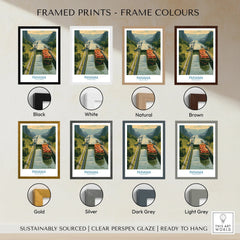 Panama Canal travel poster in eight frame colors: black, white, natural, brown, gold, silver, dark grey, light grey