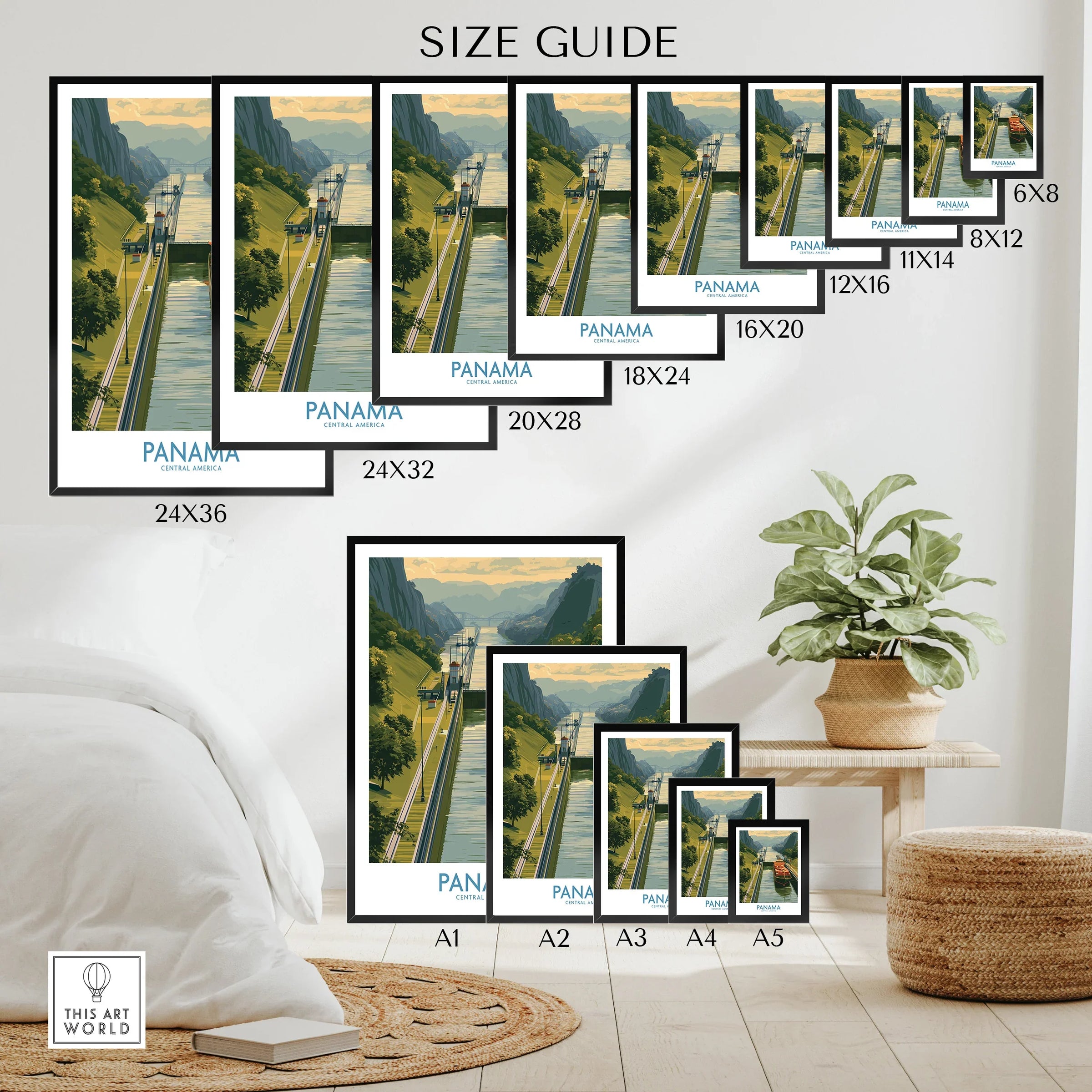 Panama Canal travel poster in various sizes for home decor