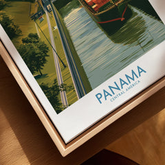 Panama Central America travel poster with canal and greenery, perfect wall art for home decor