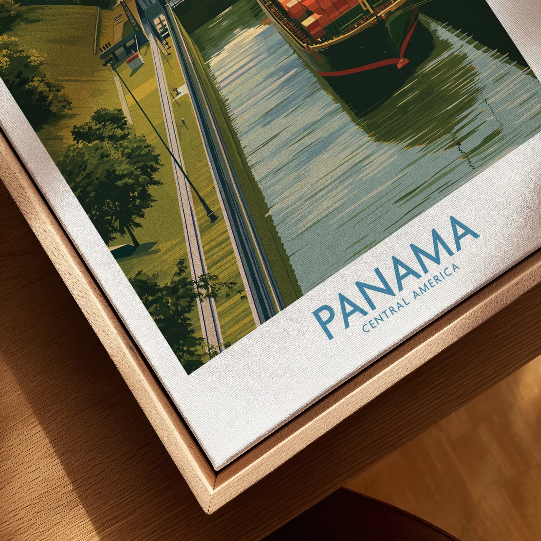 Panama Central America travel poster with canal and greenery, perfect wall art for home decor